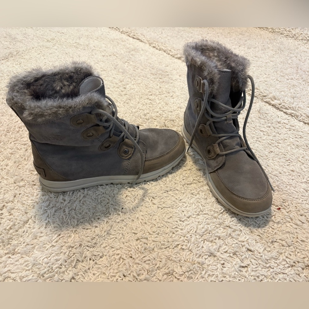 Sorel Women's Gray Fur-Trimmed Winter Boots